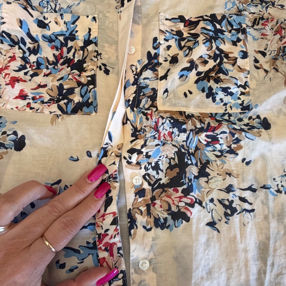 White House Black Market Soft Pink Floral Long Sleeve Silk Blend Shirt, Size 8 - Picture 8 of 13